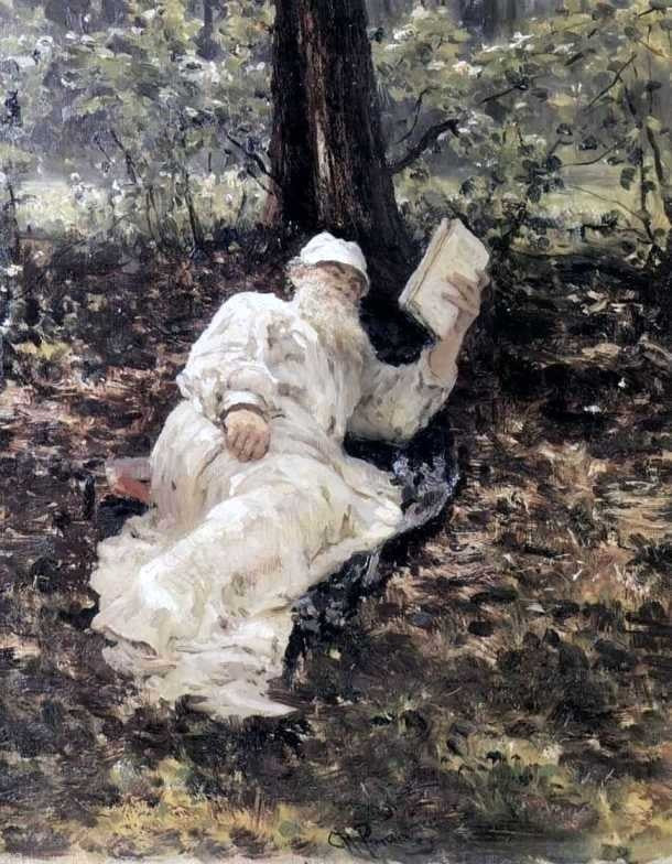 Ilia Efimovich Repin Leo Tolstoy in the forest Gallery Wrapped Canvas Print