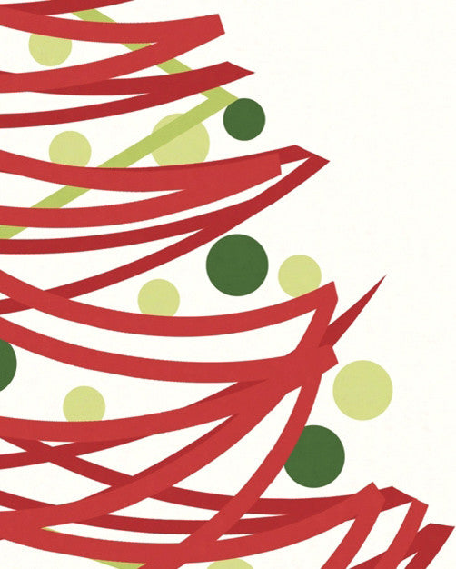 Oh Christmas Tree Holiday Geometric Print Kitchen Towel, Red
