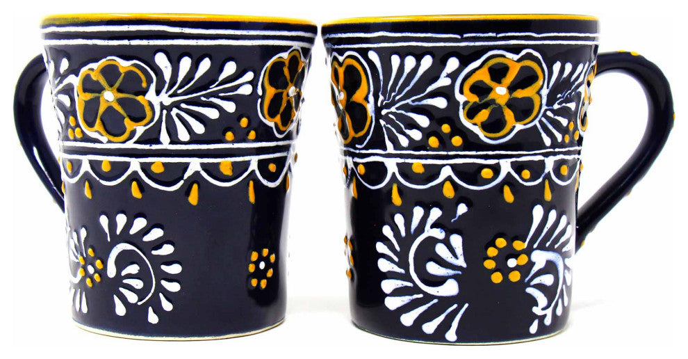 Set of Two Handcrafted Blue Ceramic Flared Cups