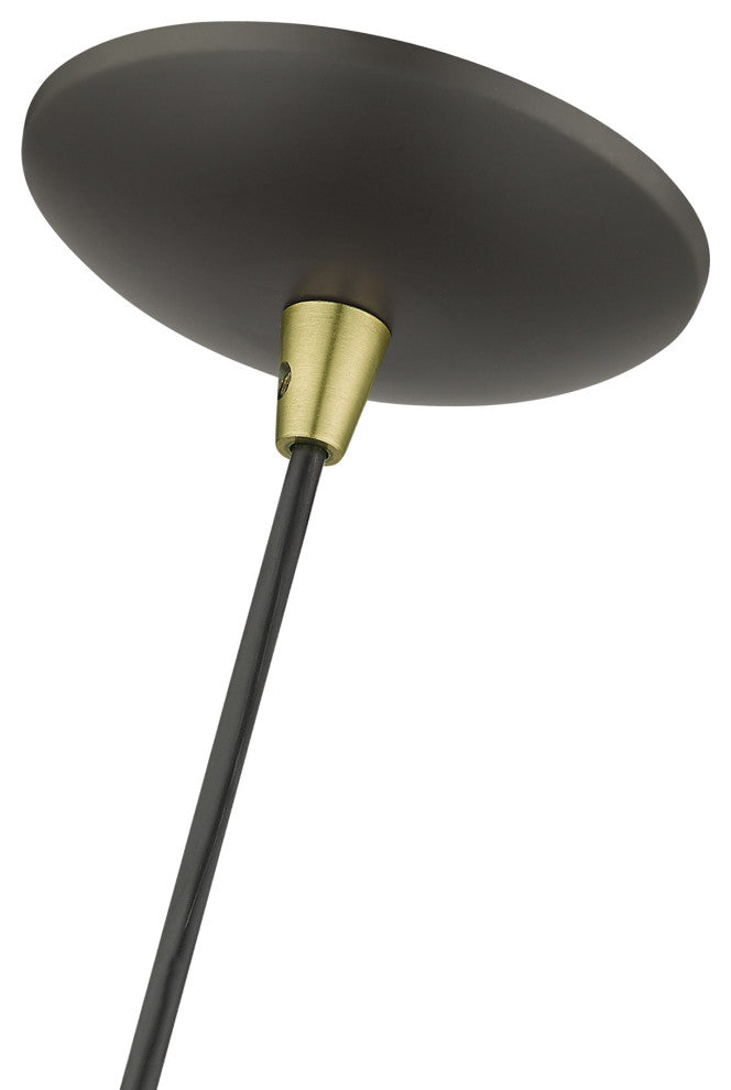 Waldorf 1-Light Bronze Pendant, Antique Brass Accents