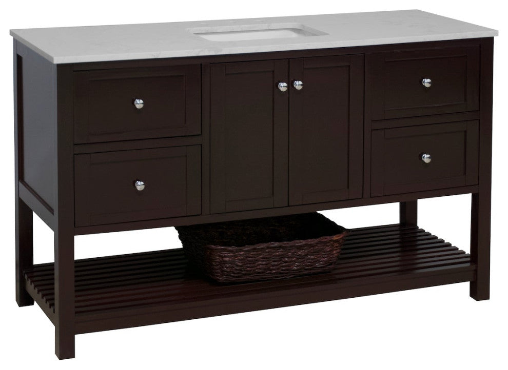 Lakeshore 60" Single Bathroom Vanity, Chocolate, Engineered Carrara