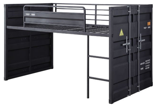 Lena Metal Loft Bed, Slides, Gunmetal, Twin