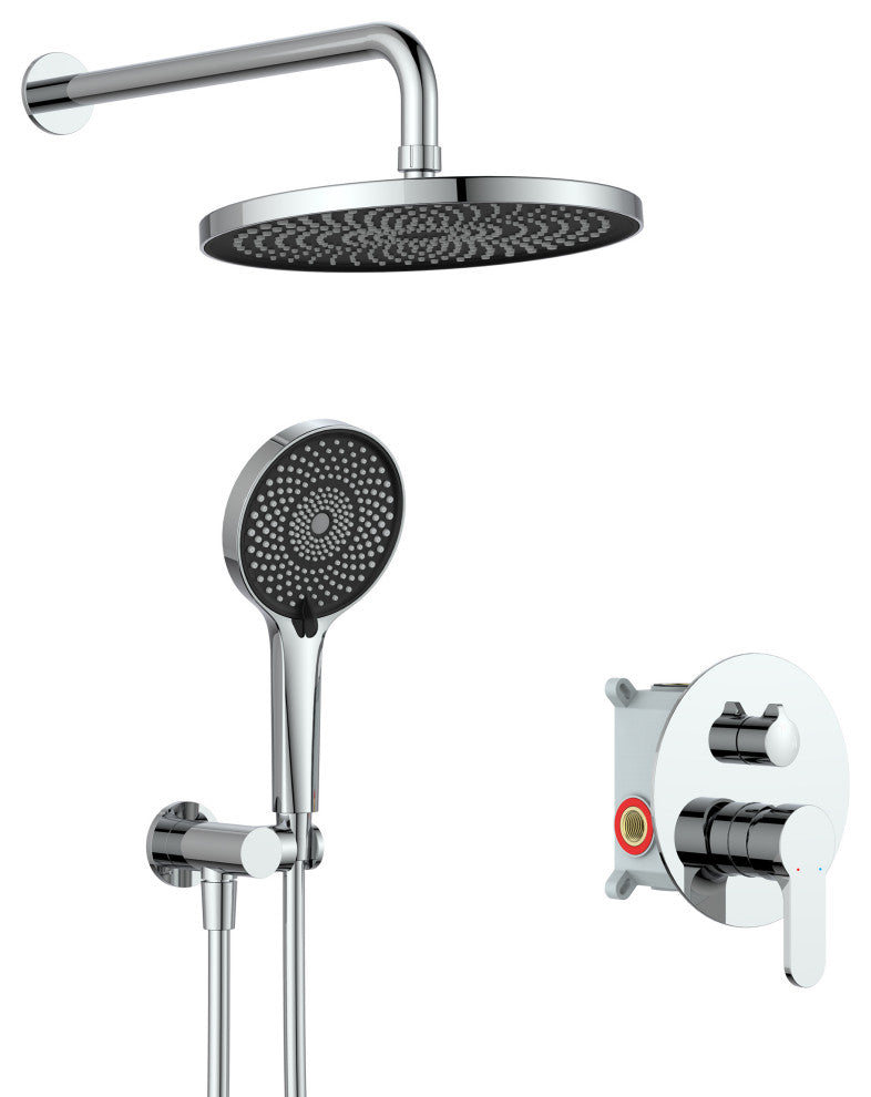 Shower System, 10" Shower Head Handheld Shower Set Shower Valve Kit, Chrome