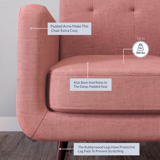 Hasting Arm Accent Chair Comfy Fabric Upholstered Tufted Single Sofa, Brick