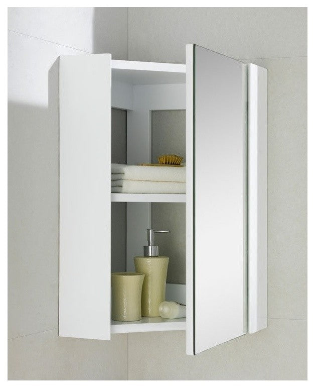 Fine Fixtures Milan 14" White Matte Corner Medicine Cabinet