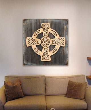 Celtic Wheel Cross Wood Wall, 24x24