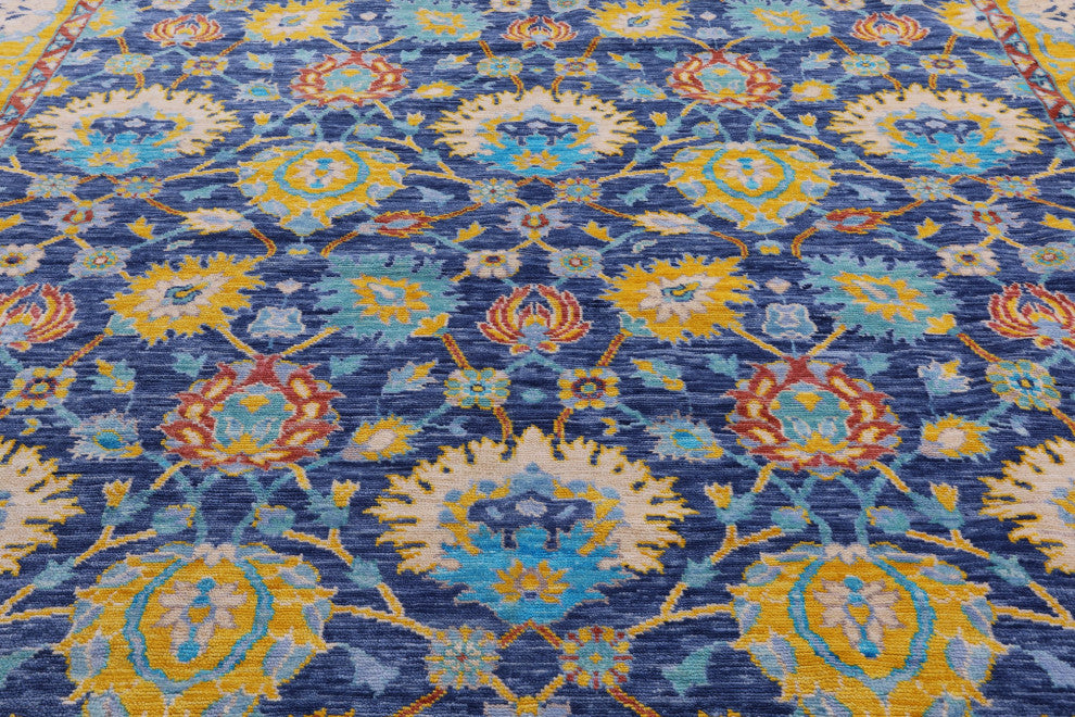10' Square Hand-Knotted Turkish Oushak Wool Rug - Q13339