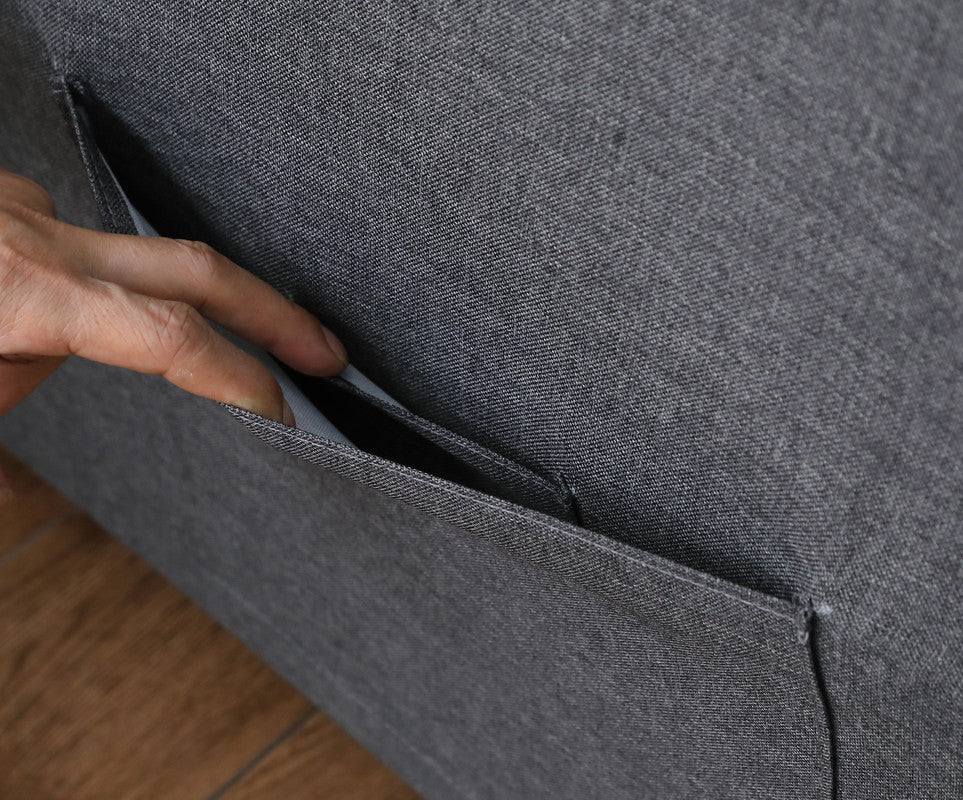 Zoey Linen Convertible Sleeper Loveseat With Side Pocket, Dark Gray