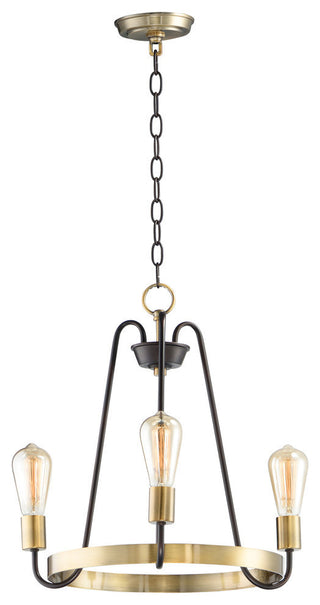 Maxim Lighting Haven 3-Light Chandelier, Bronze/Antique Brass