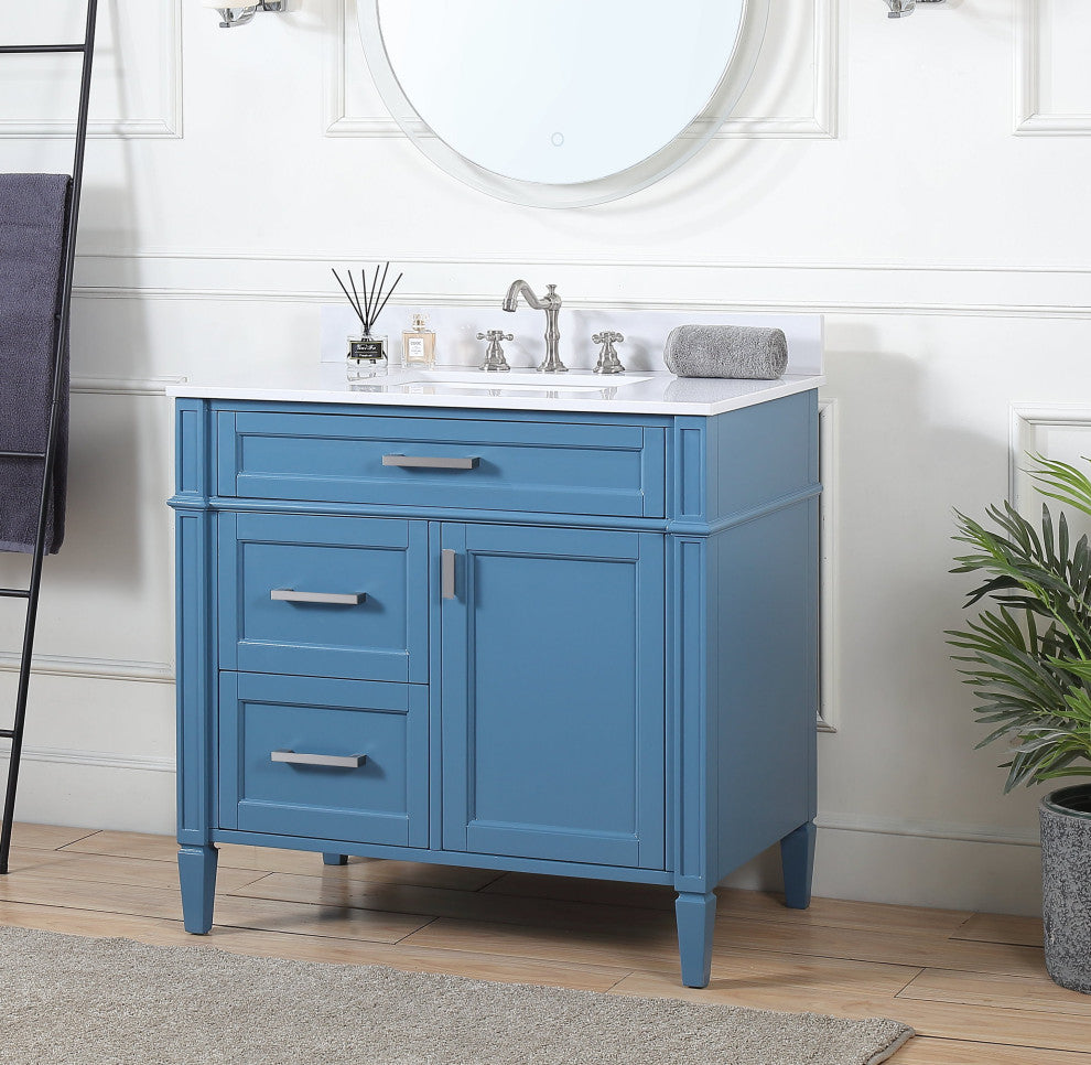 36" Tennant Brand Durand Modern Teal Blue Bathroom Sink Vanity