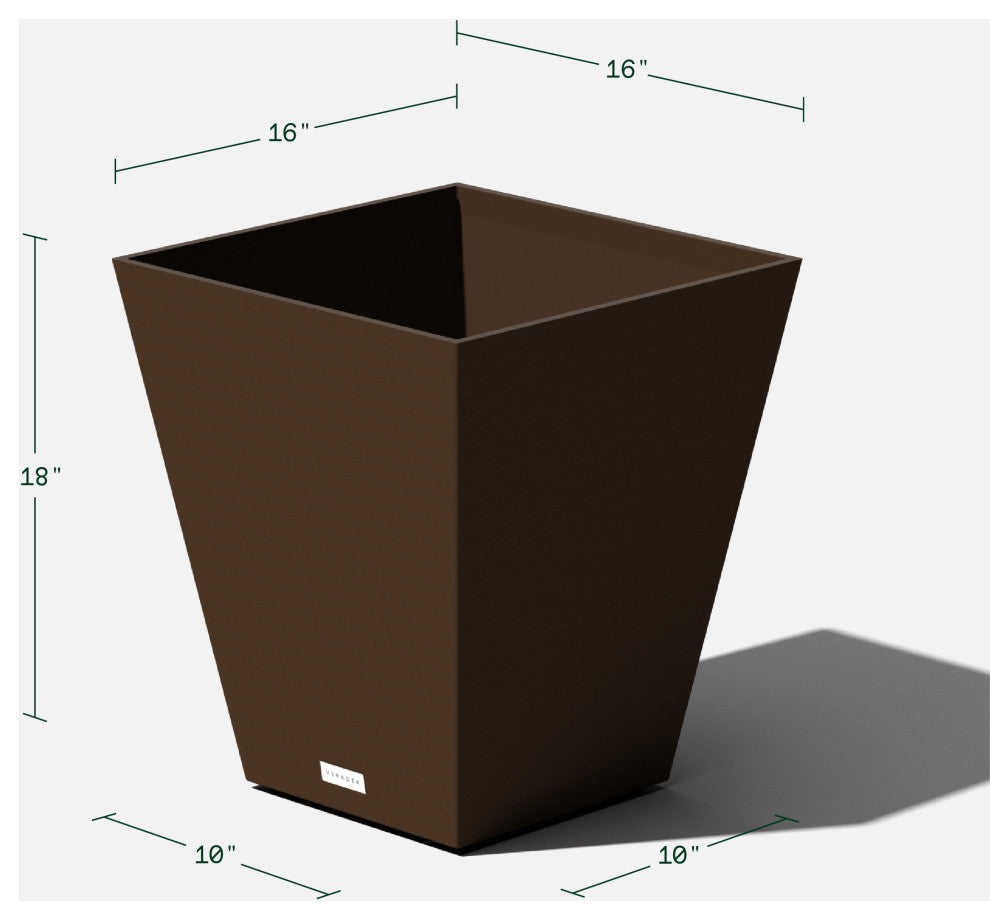 Nobleton Square Planter, Espresso, 18 Inch, 2 Pack