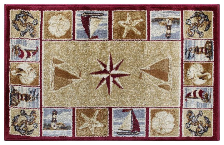 Inis Collection Nautical Area Rug, Beige, 2' X 3'