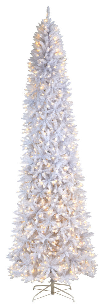 T3365 11 Slim White Artificial Christmas Tree With 950 Warm White LED Lights
