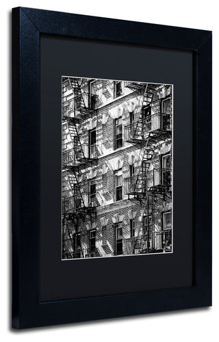 Philippe Hugonnard 'New York Facade', Black Frame, Black Mat, 14x11