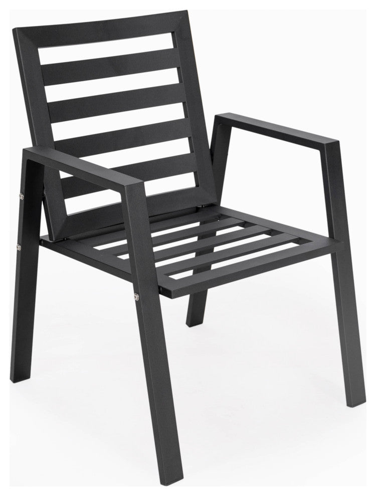 LeisureMod Chelsea Patio Dining Armchair in Aluminum with Cushions, Beige