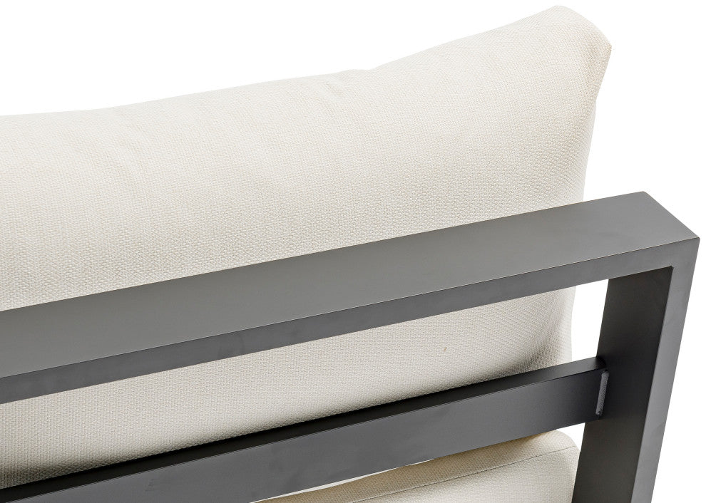 Maldives Outdoor Patio Armless Chair, Cream, Grey Frame