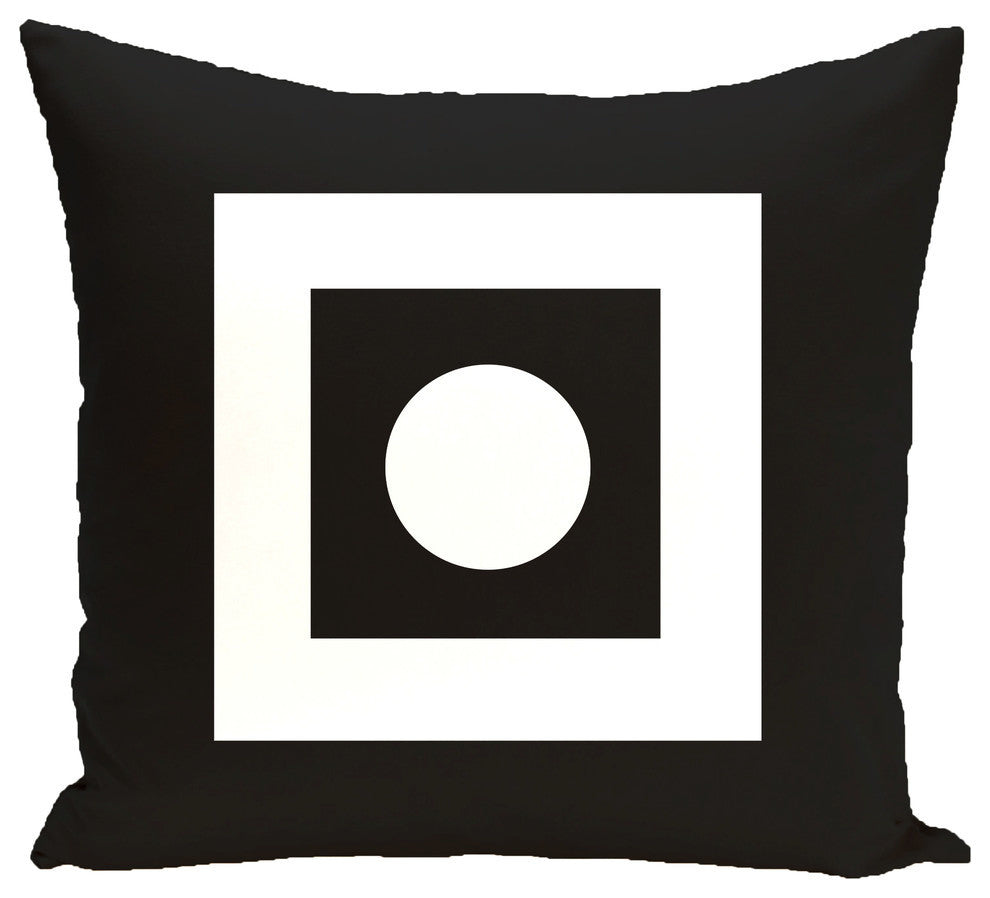 Square Peg Round Circle Geometric Print Pillow, Black, 16"x16"