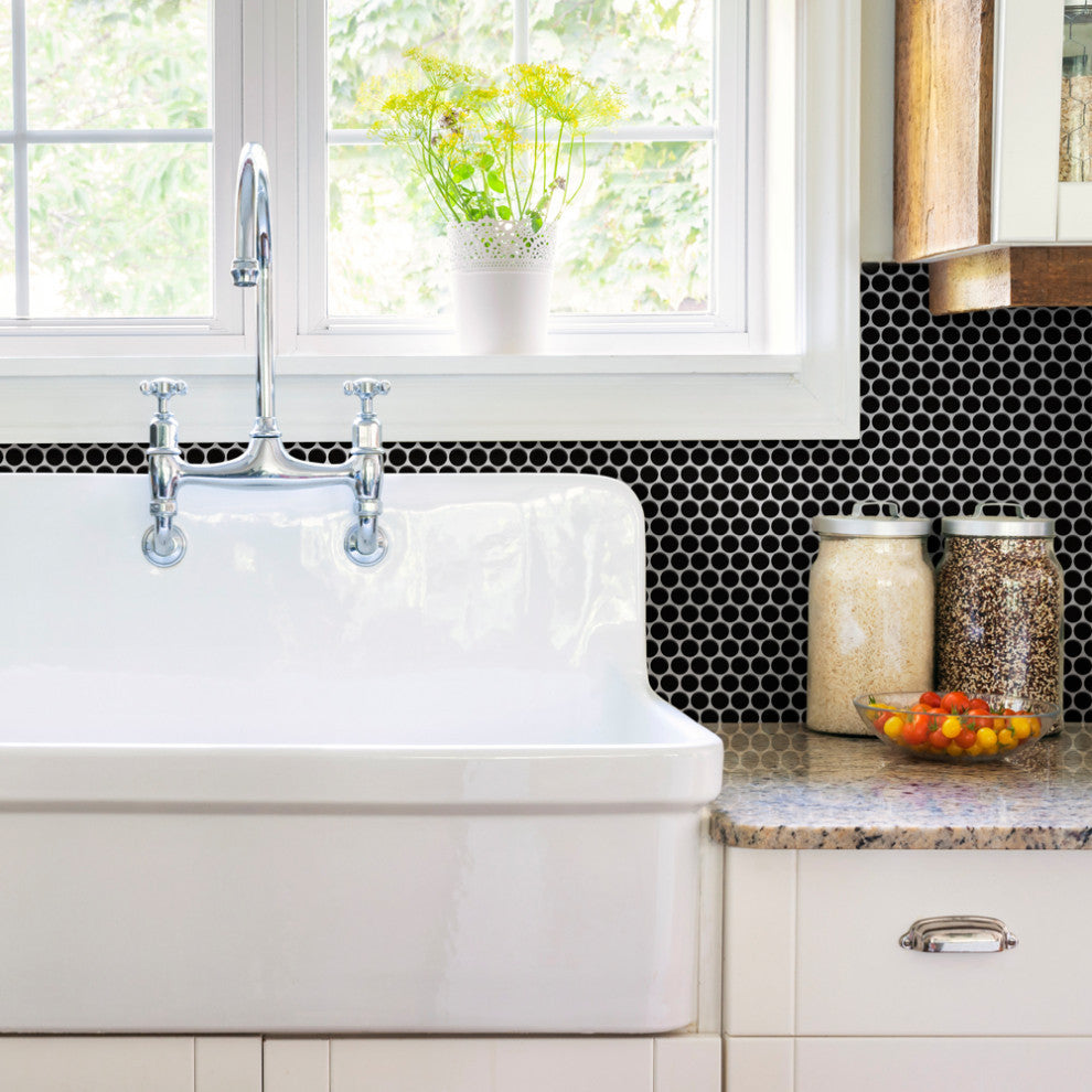 Metro Penny Matte Black Porcelain Floor and Wall Tile