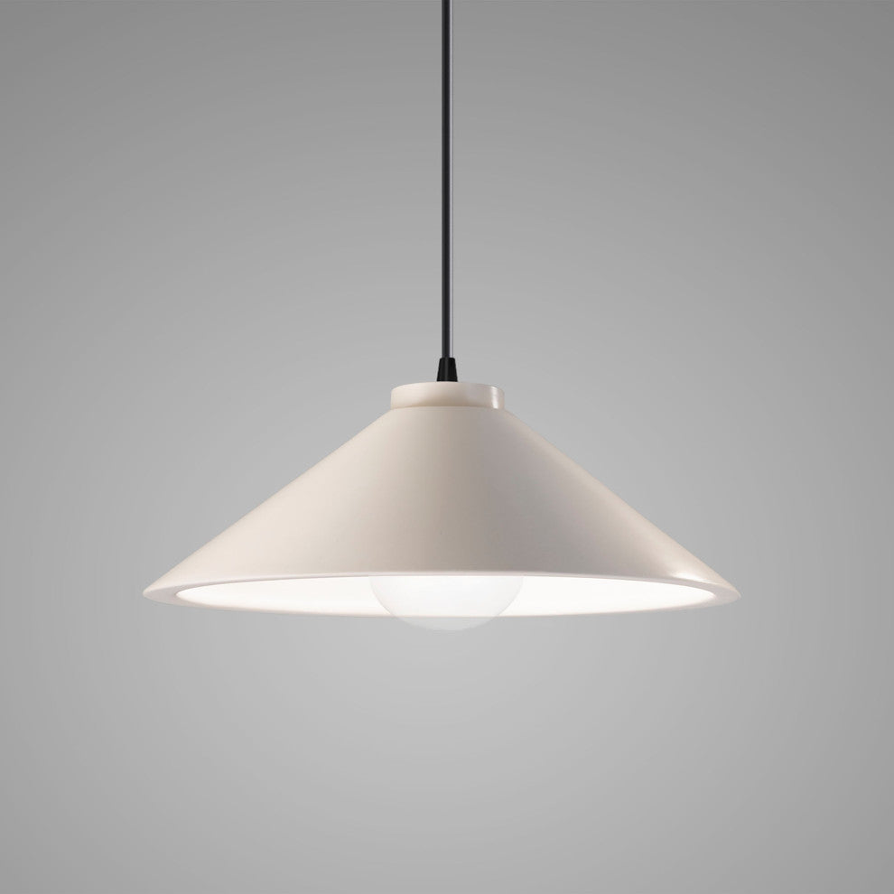 Flare Pendant, Matte White, Matte Black, Black Cord, Incandescent