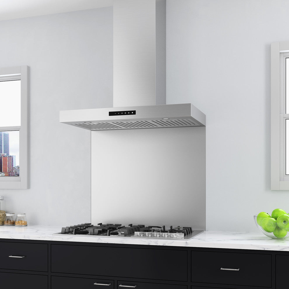 Moderna Wall Mount Rectangular Range Hood with Night Light, 36"