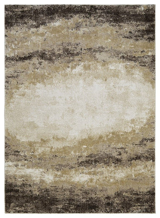 Modern Accent Rug in Beige with Nebula Supernova Design, 6'11"x4'11"