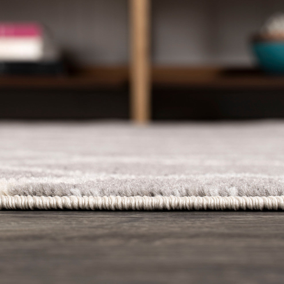 Asilah Ogee Fretwork Area Rug, Dark Gray/Cream, 8 X 10