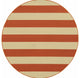 8??Round Orange And Ivory Striped Indoor Outdoor Area Rug