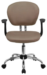 Mid-Back Mesh Swivel Task Chair with Chrome Base and Arms, Brown