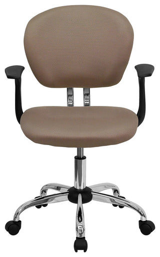 Mid-Back Mesh Swivel Task Chair with Chrome Base and Arms, Brown