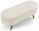TATEUS Ottoman Oval Storage Bench, Rubber Wood Legs, Beige