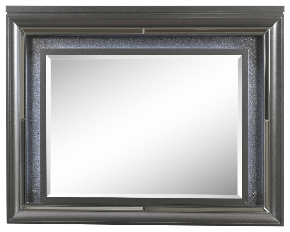 ACME Sawyer Mirror With LED, Metallic Gray