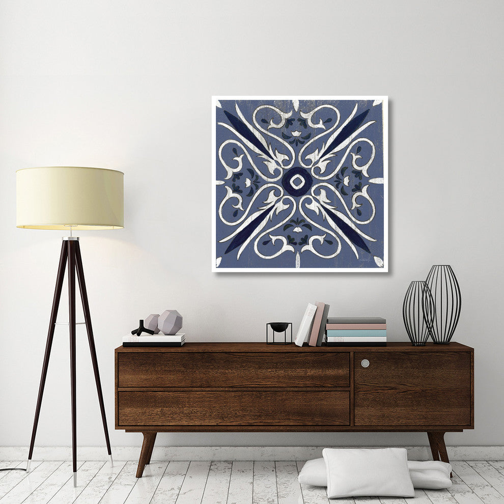 "Oxford I Indigo and Cream" Digital Paper Print by Silvia Vassileva, 42"x42"
