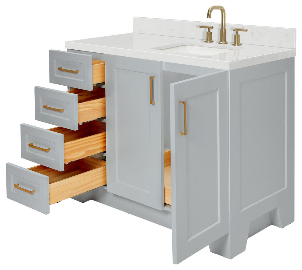 Ariel Taylor 42" Right Offset Single Rectangular Sink Bathroom Vanity