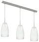 Crash, 3-Light Kitchen Island Pendant, Matte Nickel, White Crackle Glass Shade