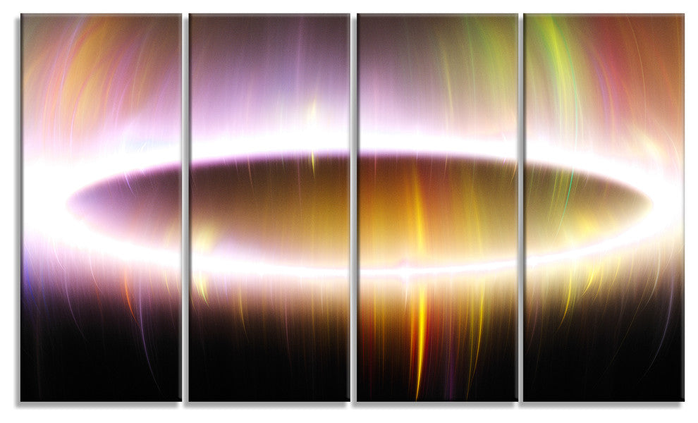 Large Oval of Northern Lights, Abstract Art on Canvas, 48"x28", 4 Panels