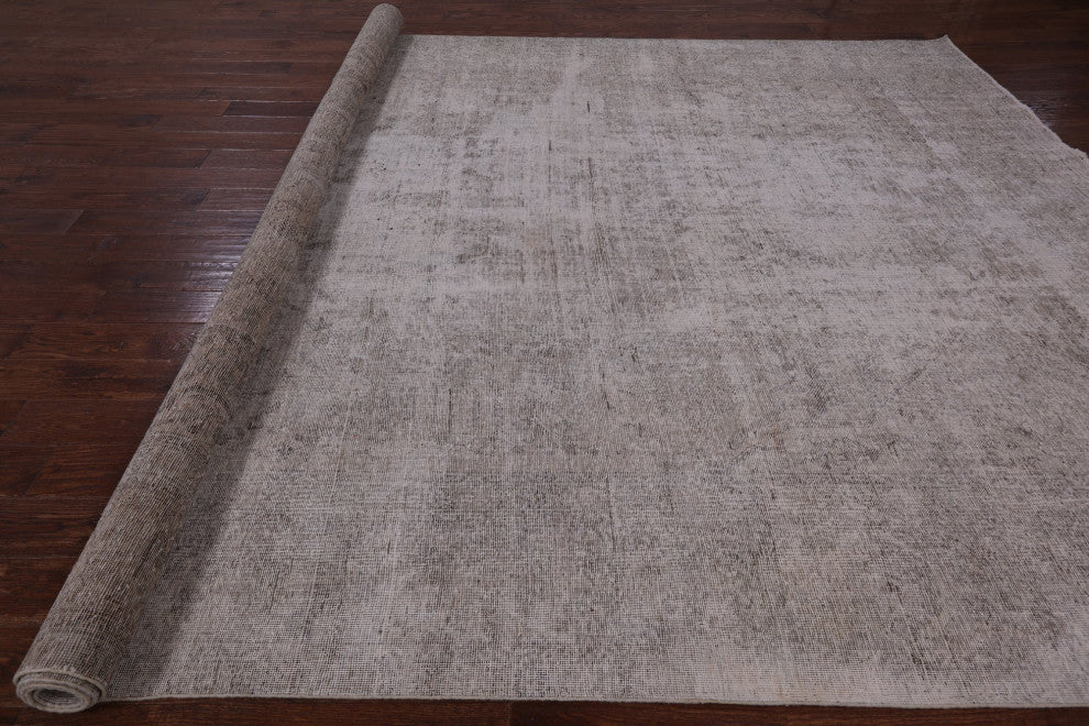 9' 4" X 12' 7" Persian Vintage White Wash Hand Knotted Rug Q4674