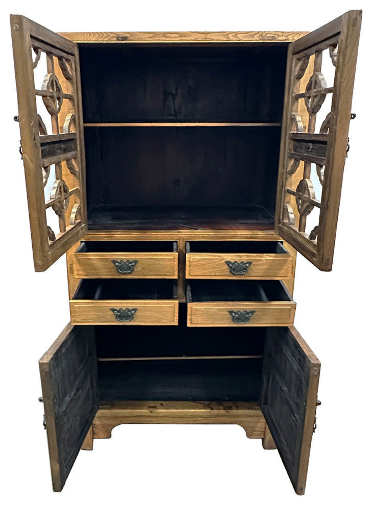 Consigned 20th Century Chinese Carved Cabinet With Carved doors