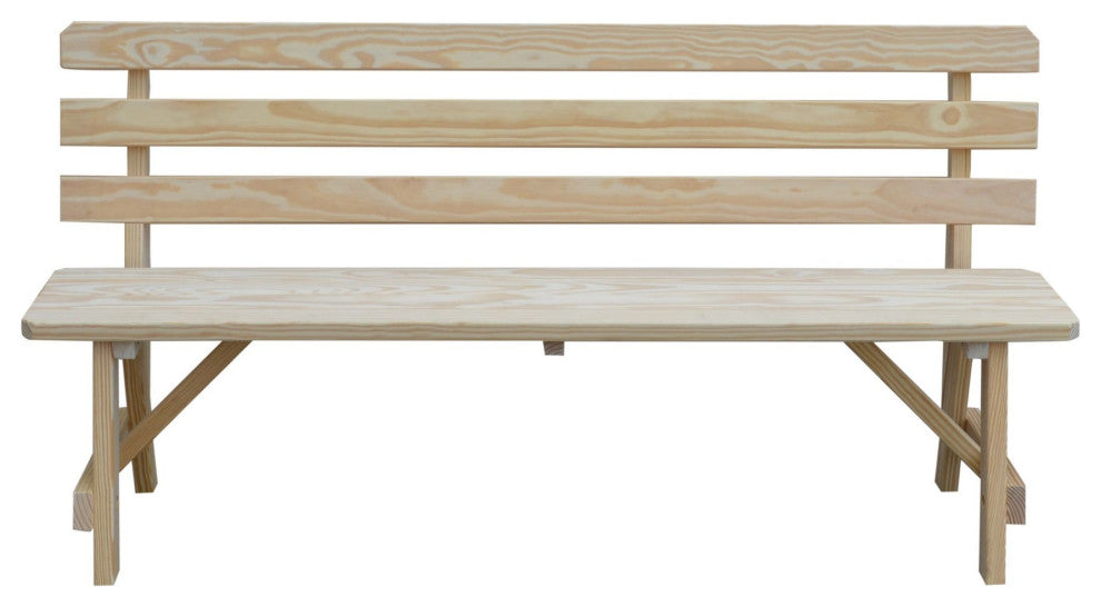 Pine Traditional Backed Bench, Unfinished, 6 Foot