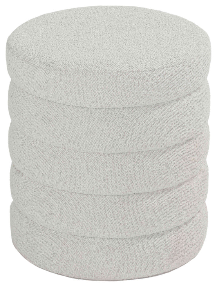 Cortesi Home Morcant Cylindrical Storage Ottoman, Light Gray