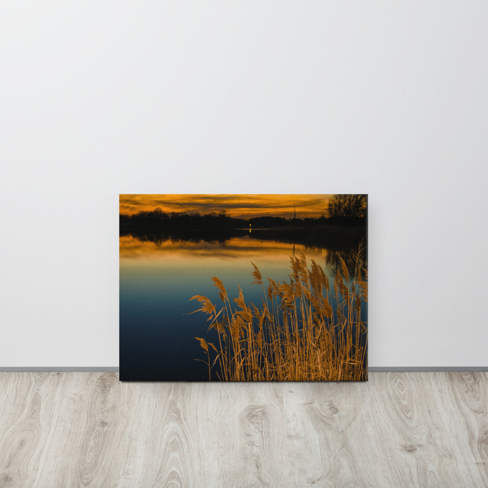 Rustic Canvas Wall Art: Sunset Reedy Point Landscape Print, 18" X 24"