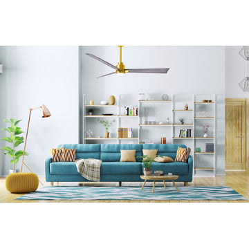 Alessandra Ceiling Fan, Brushed Brass, 56", Barnwood Blades, Light Kit