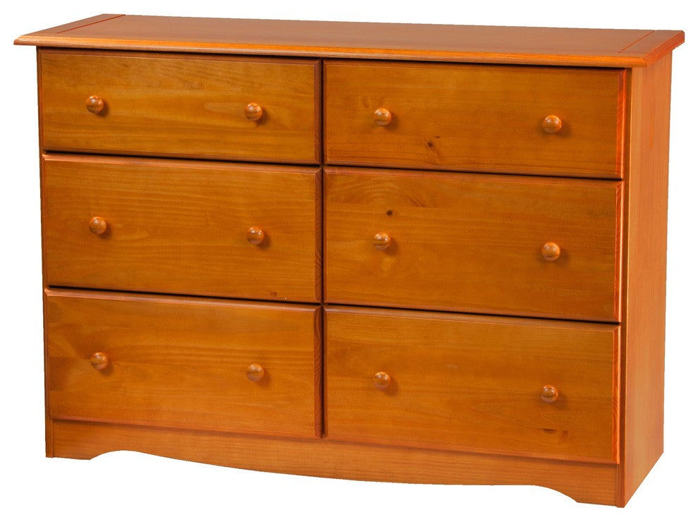 100% Solid Wood Double Dresser, Honey Pine