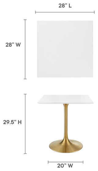 Lippa 28" Square Wood Top Dining Table in Gold White