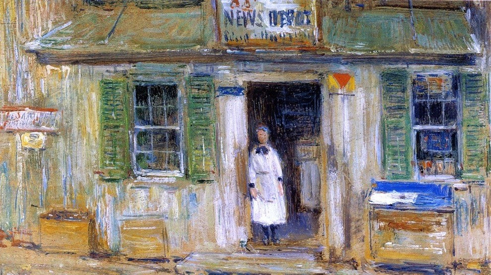 Frederick Childe Hassam News Depot- Cos Cob, 15"x30" Wall Decal