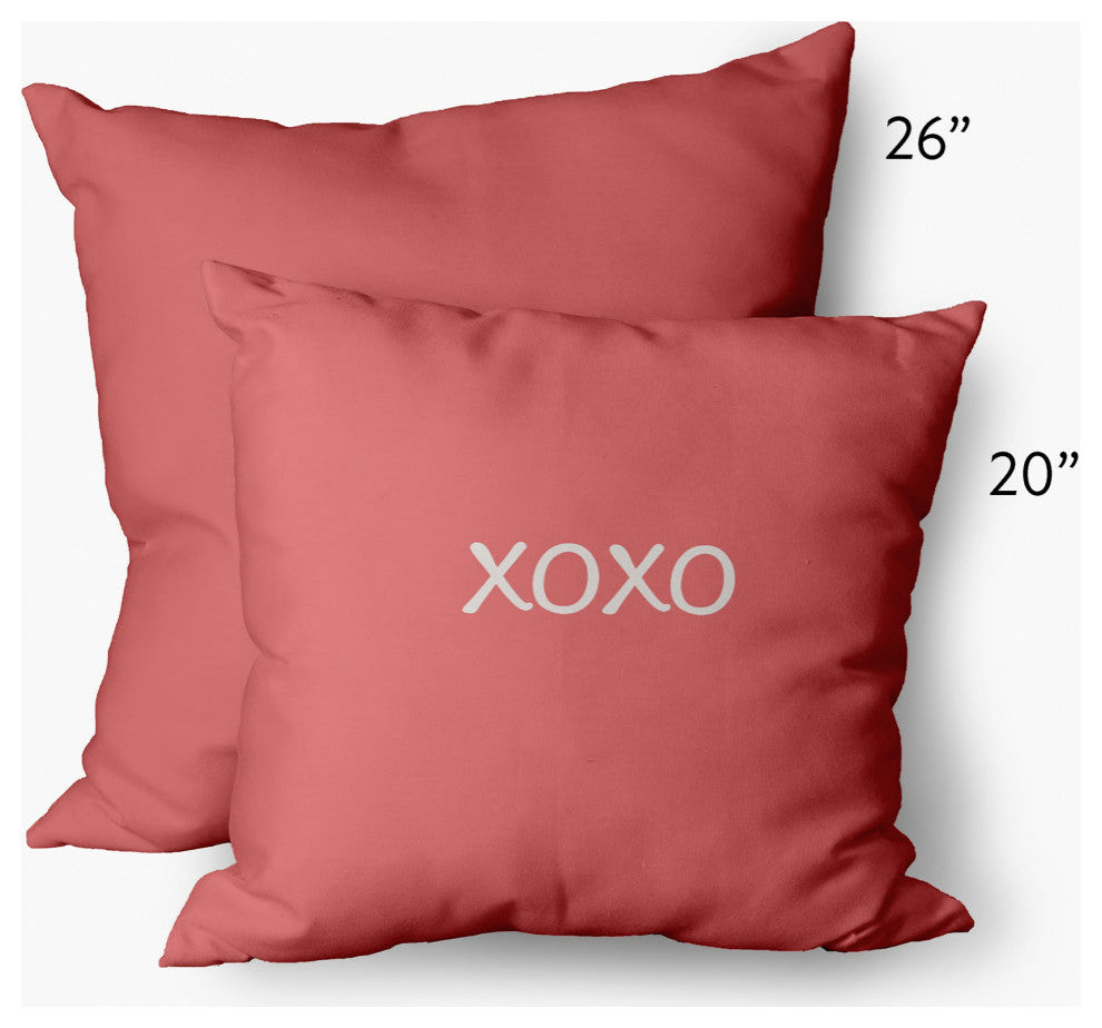 XOXO Valentines Decorative Throw Pillow, Coral, 26"x26"