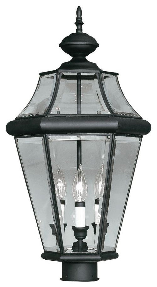 Livex Georgetown 3 Light 23" Tall Outdoor Post Lantern, Black