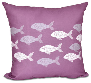 Fish Line, Animal Print Pillow, Purple, 26"x26"