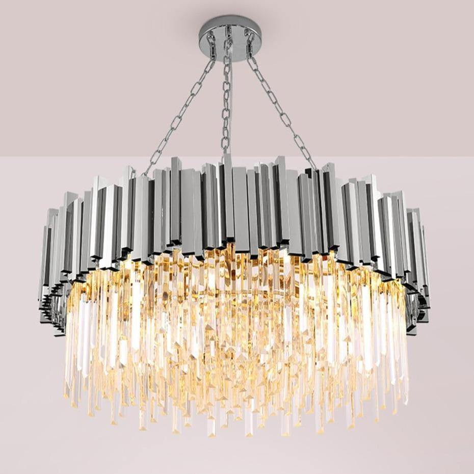 Gio Crystal Chandelier, Chrome, Diameter 24"