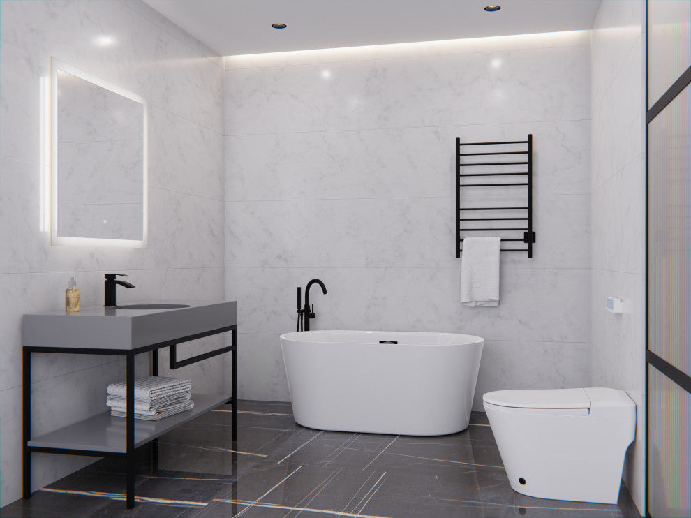 ANZZI Chand Series Freestanding Bathtub, White, 59 in.