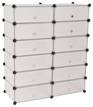 vidaXL Interlocking Shoe Organizer w/ 12 Compartments White Rack Cabinet Shelf